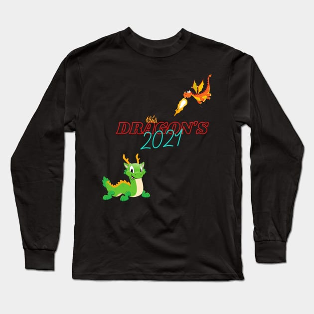 Dragon's Design Long Sleeve T-Shirt by JeDrin